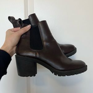 Brown Faux Leather Boots
